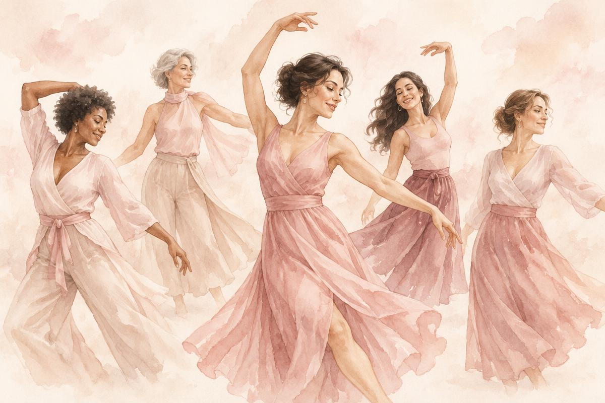 Danseuses Lady Style dans une illustration rose poudré