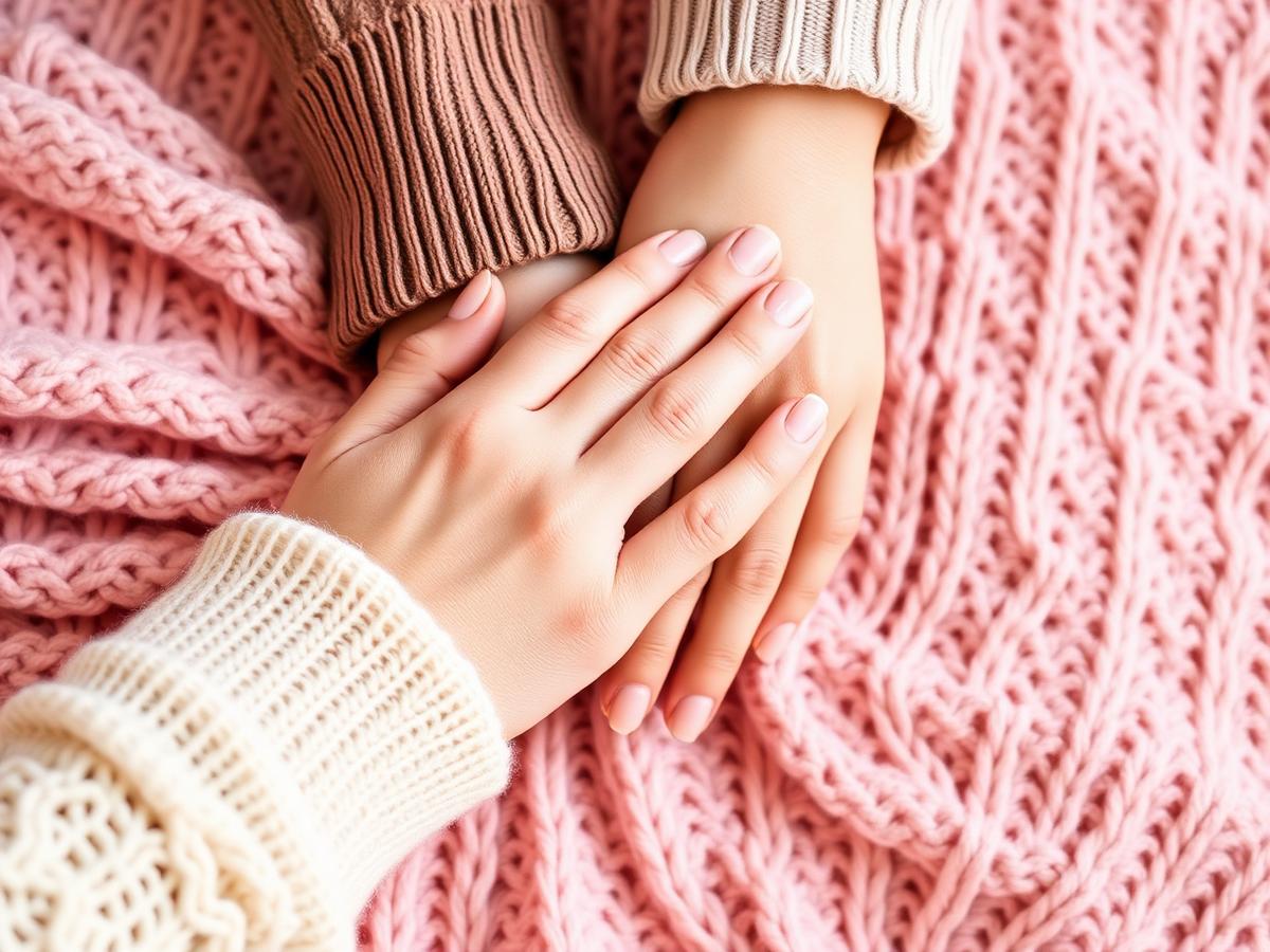 Deux mains de femmes qui se tiennent doucement